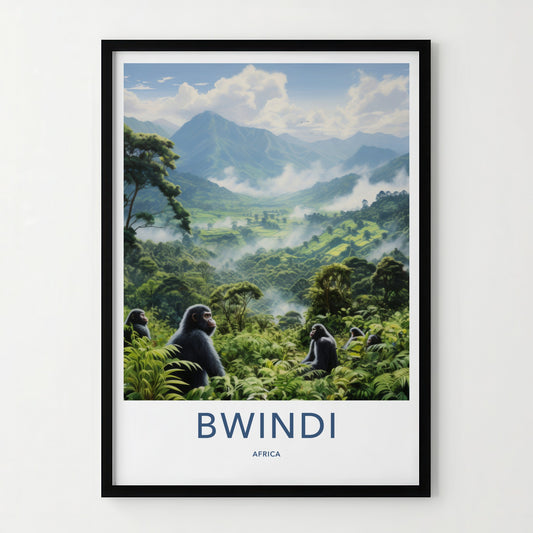 Bwindi Poster - Uganda Travel Art - African Jungle Gorillas Home Decor