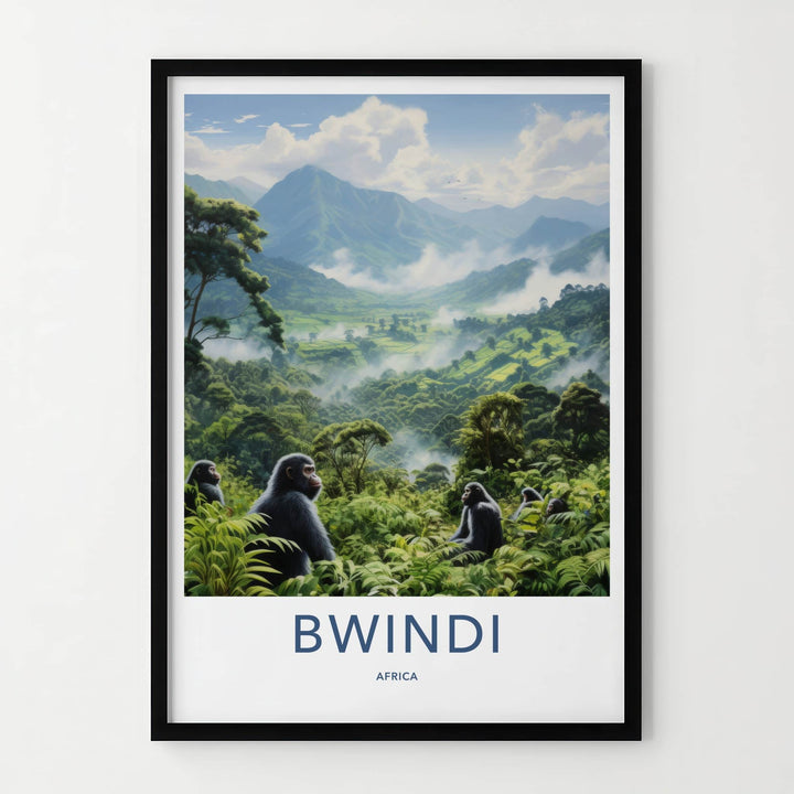 Bwindi Poster - Uganda Travel Art - African Jungle Gorillas Home Decor