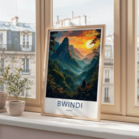 Bwindi Poster - Uganda Travel Art - Gorilla Forest Sunrise Wall Decor