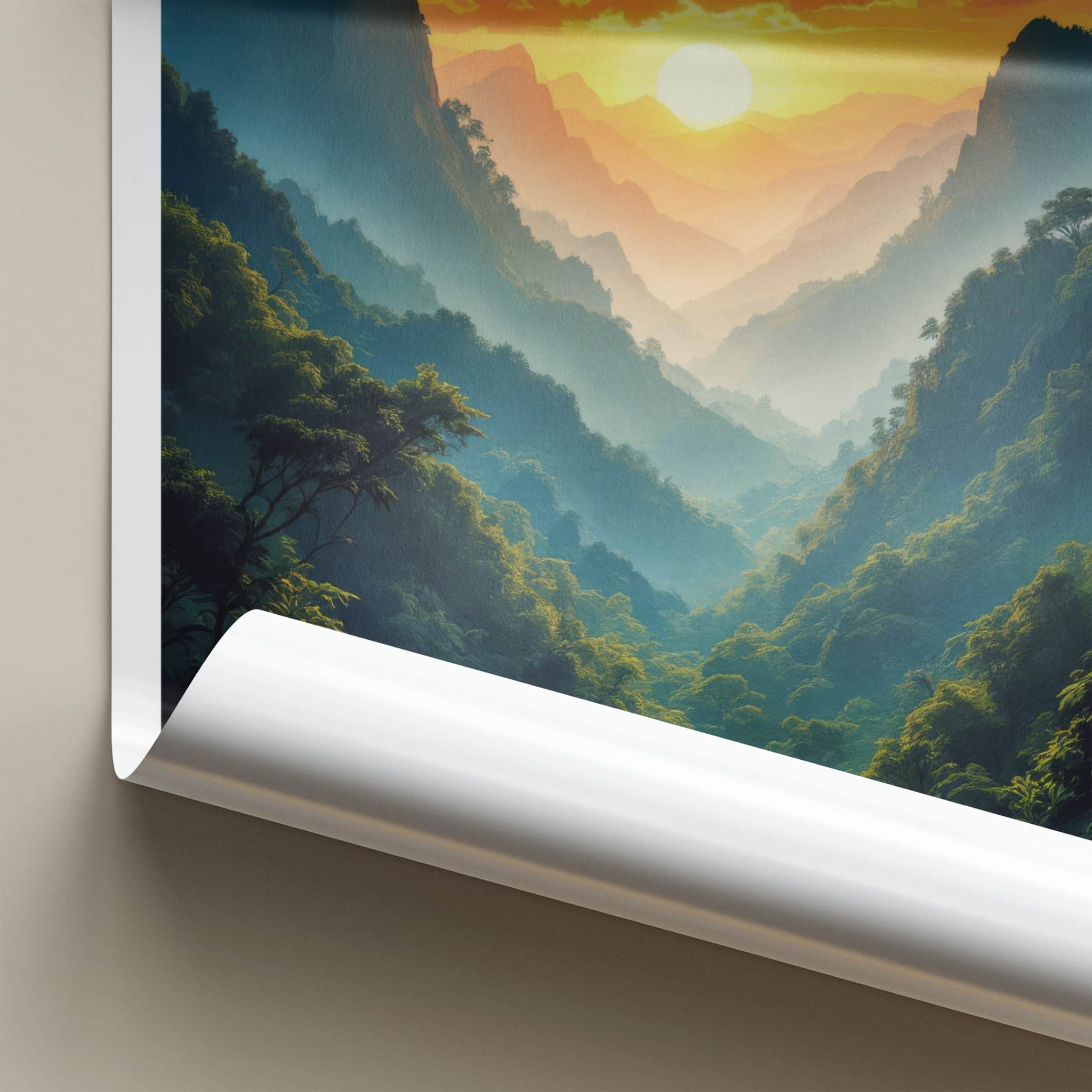 Bwindi Poster - Uganda Travel Art - Misty Mountain Sunset Home Decor
