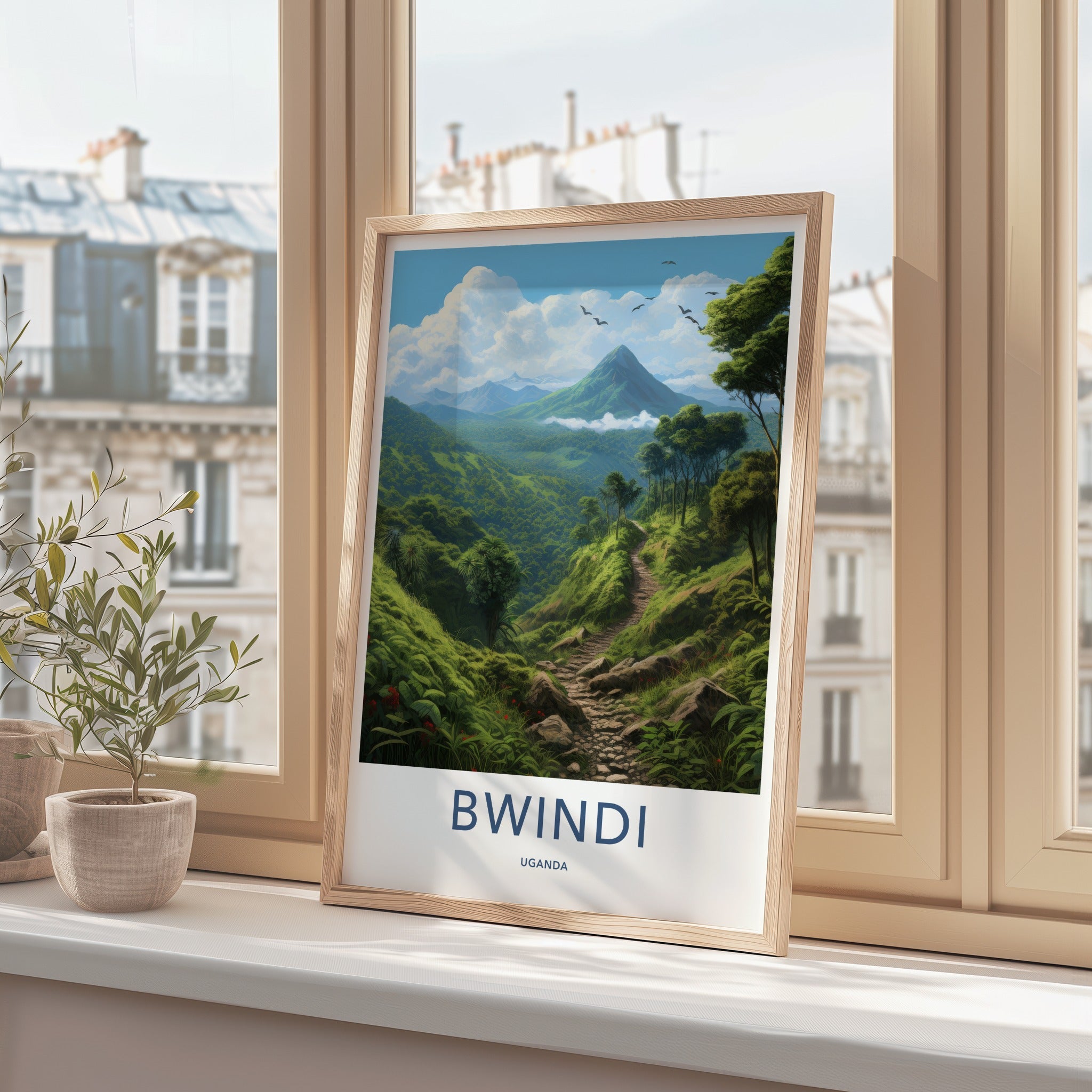 Bwindi Poster - Uganda Travel Art - Vibrant Forest Trail Home Decor