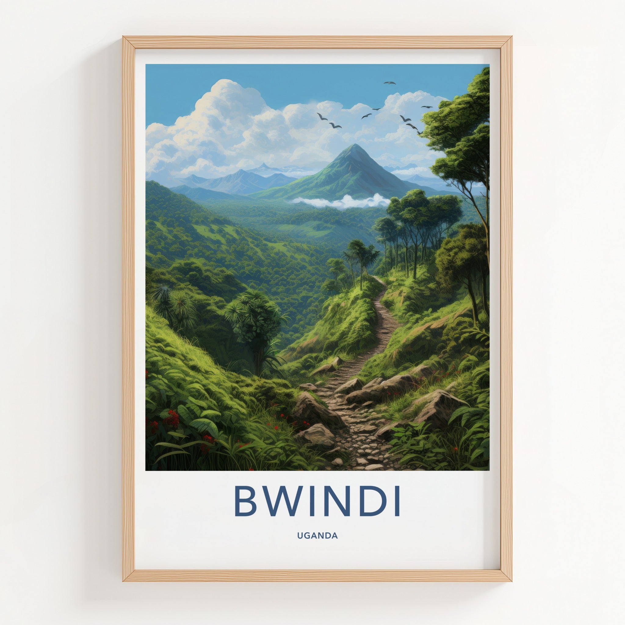 Bwindi Poster - Uganda Travel Art - Vibrant Forest Trail Home Decor