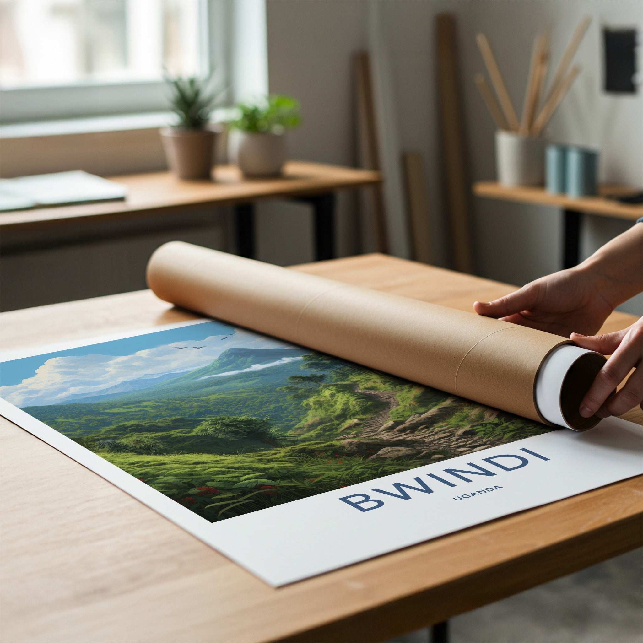 Bwindi Poster - Uganda Travel Art - Vibrant Forest Trail Home Decor