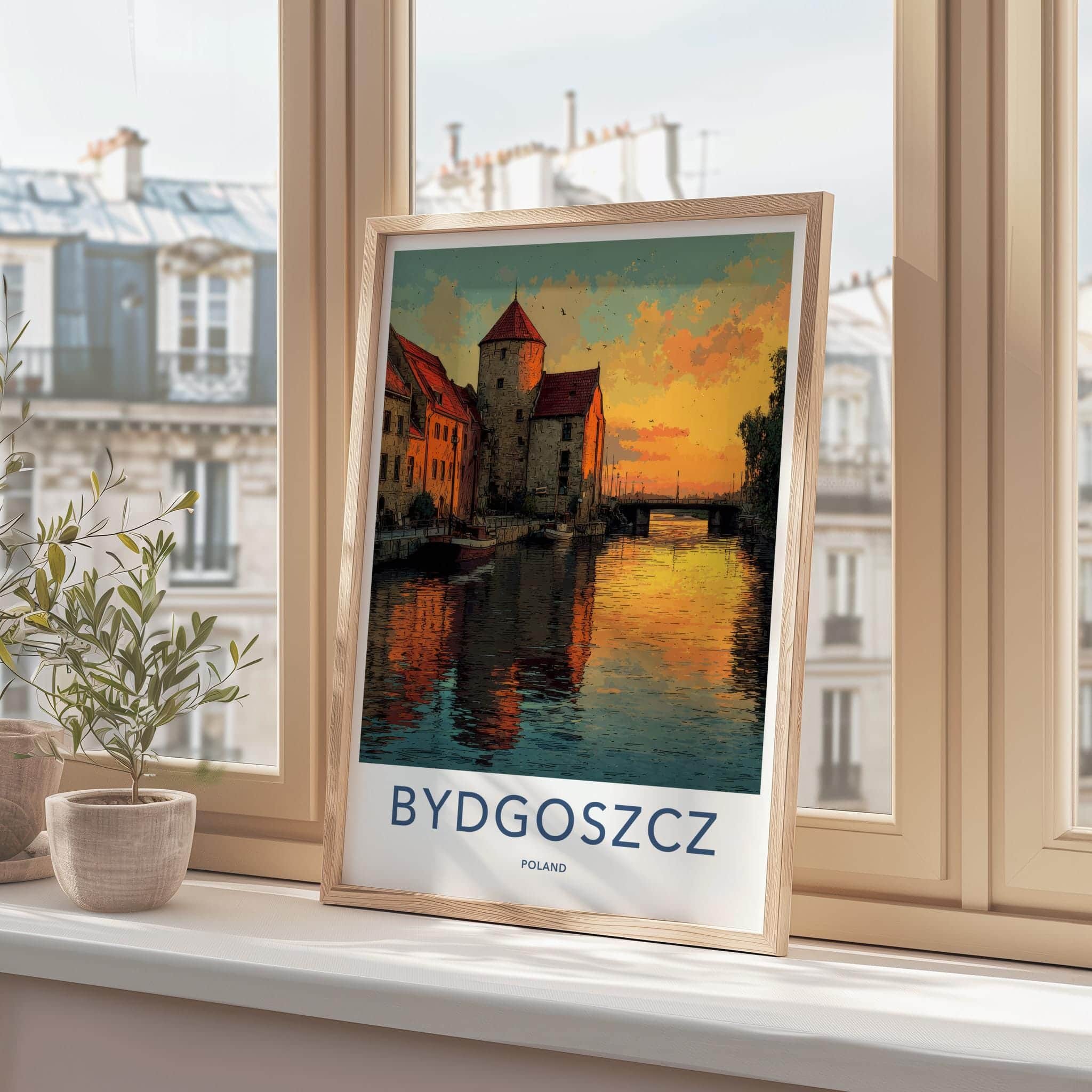Bydgoszcz Poster - Poland Travel Art - Historic Canal Evening Home Decor