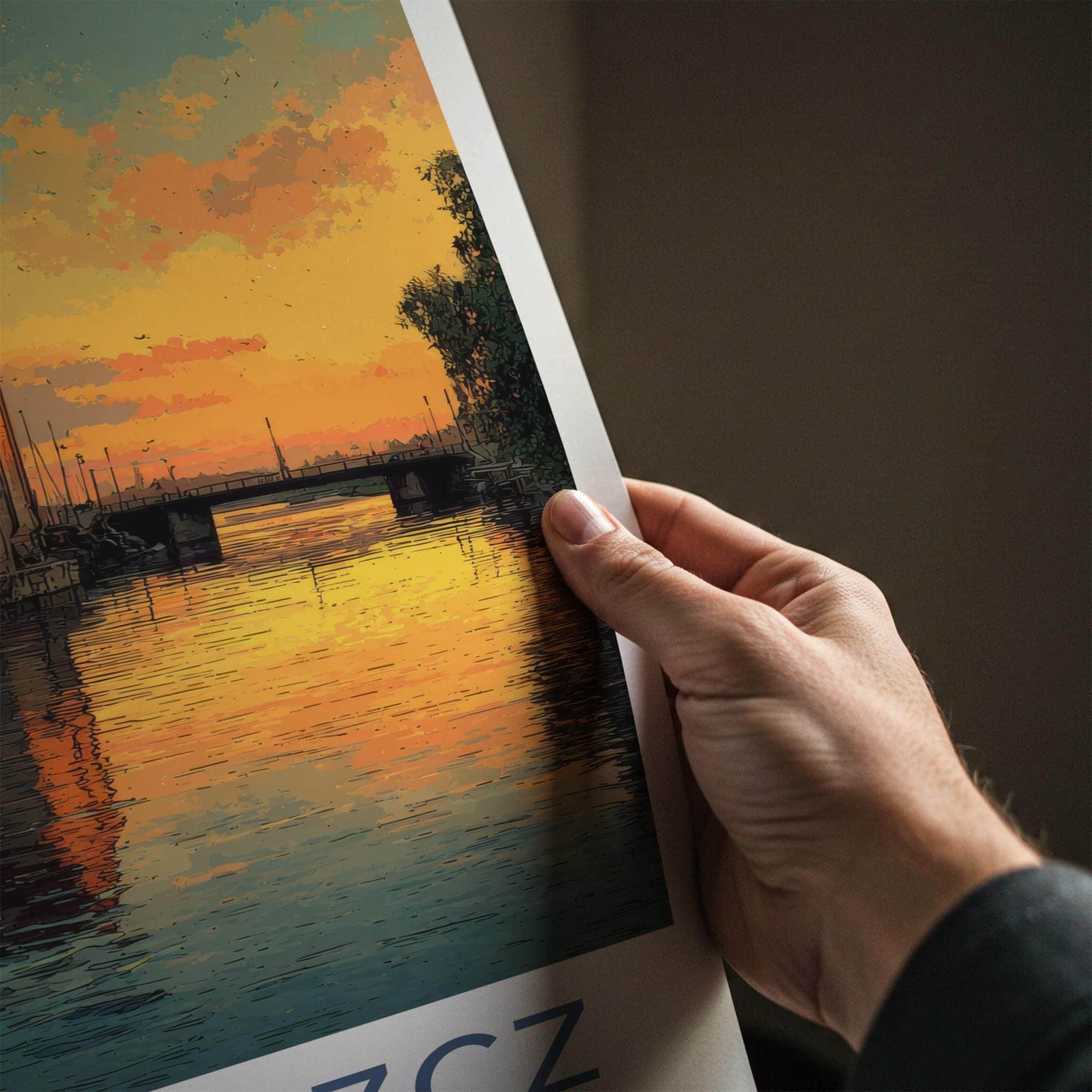 Bydgoszcz Poster - Poland Travel Art - Historic Canal Evening Home Decor