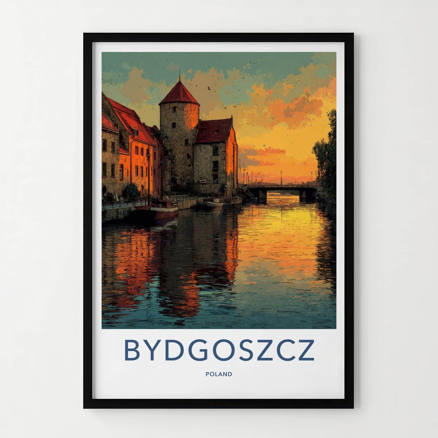 Bydgoszcz Poster - Poland Travel Art - Historic Canal Evening Home Decor