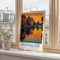 Bydgoszcz Poster - Poland Travel Art - Orange Sunset Canal Wall Decor