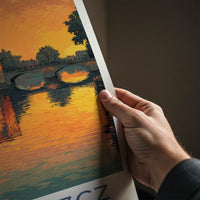 Bydgoszcz Poster - Poland Travel Art - Orange Sunset Canal Wall Decor