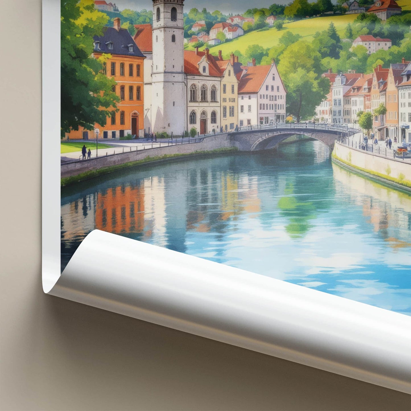 Bydgoszcz Poster - Poland Travel Art - Riverfront Old Town Home Decor