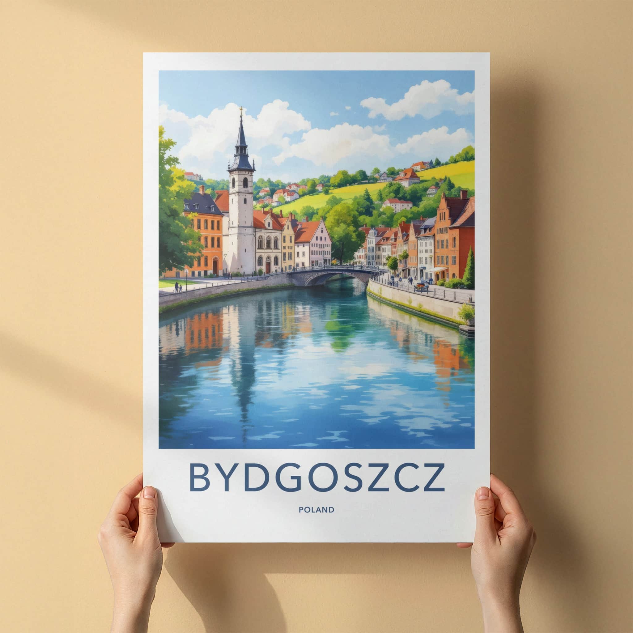 Bydgoszcz Poster - Poland Travel Art - Riverfront Old Town Home Decor