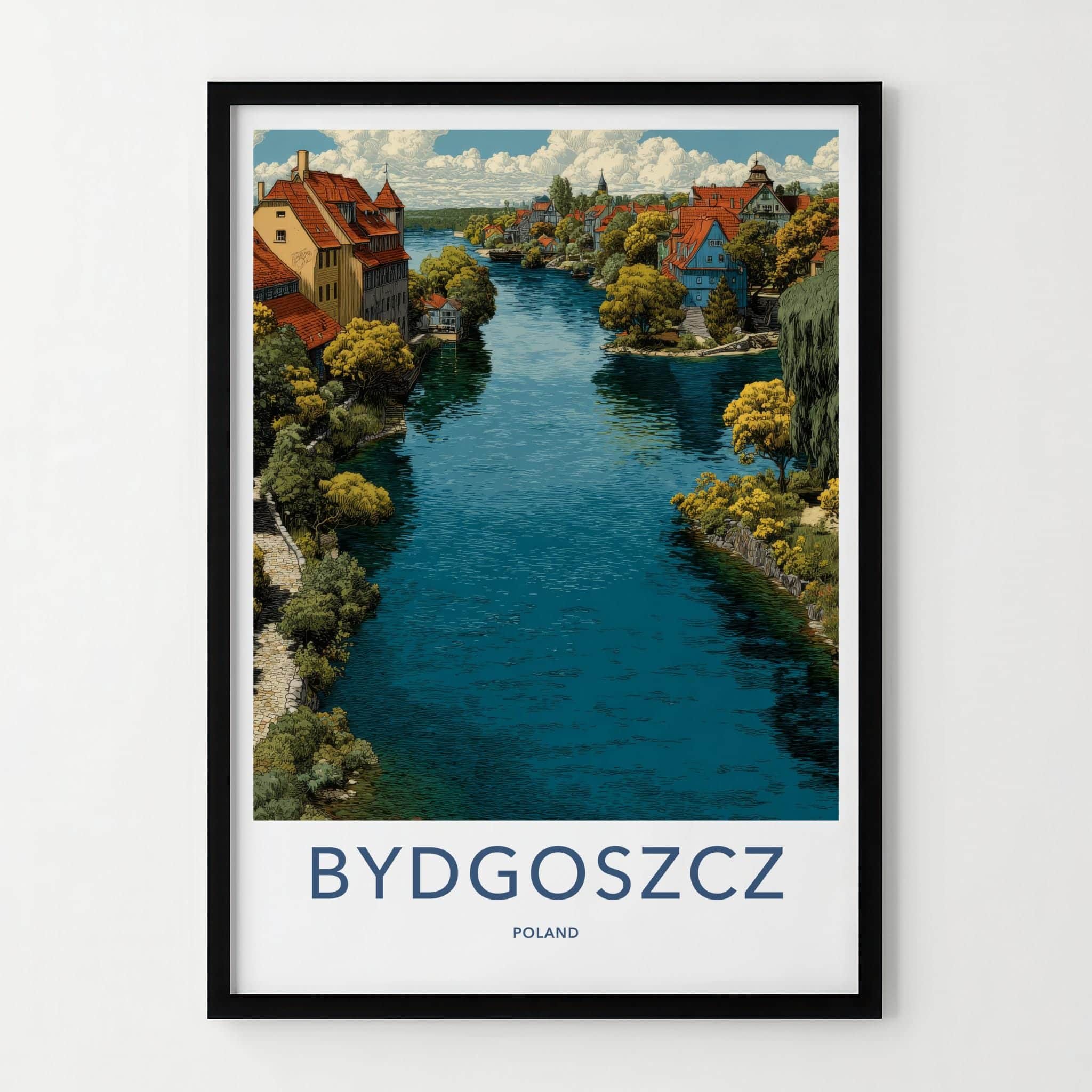 Bydgoszcz Poster - Poland Travel Art - Vibrant canal town Home Decor