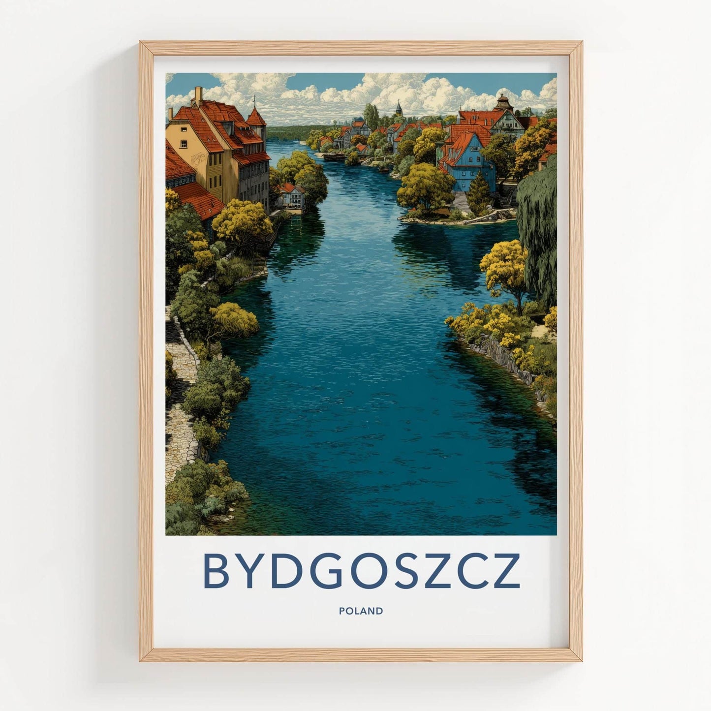 Bydgoszcz Poster - Poland Travel Art - Vibrant canal town Home Decor