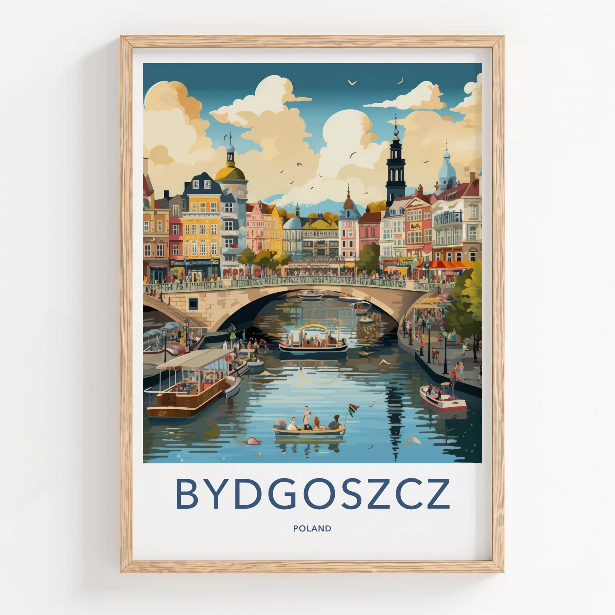 Bydgoszcz Poster - Poland Travel Art - Vibrant City Canal Home Decor