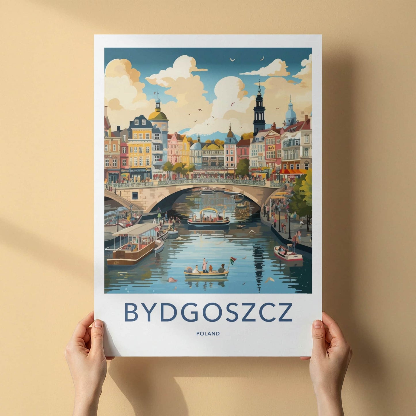 Bydgoszcz Poster - Poland Travel Art - Vibrant City Canal Home Decor