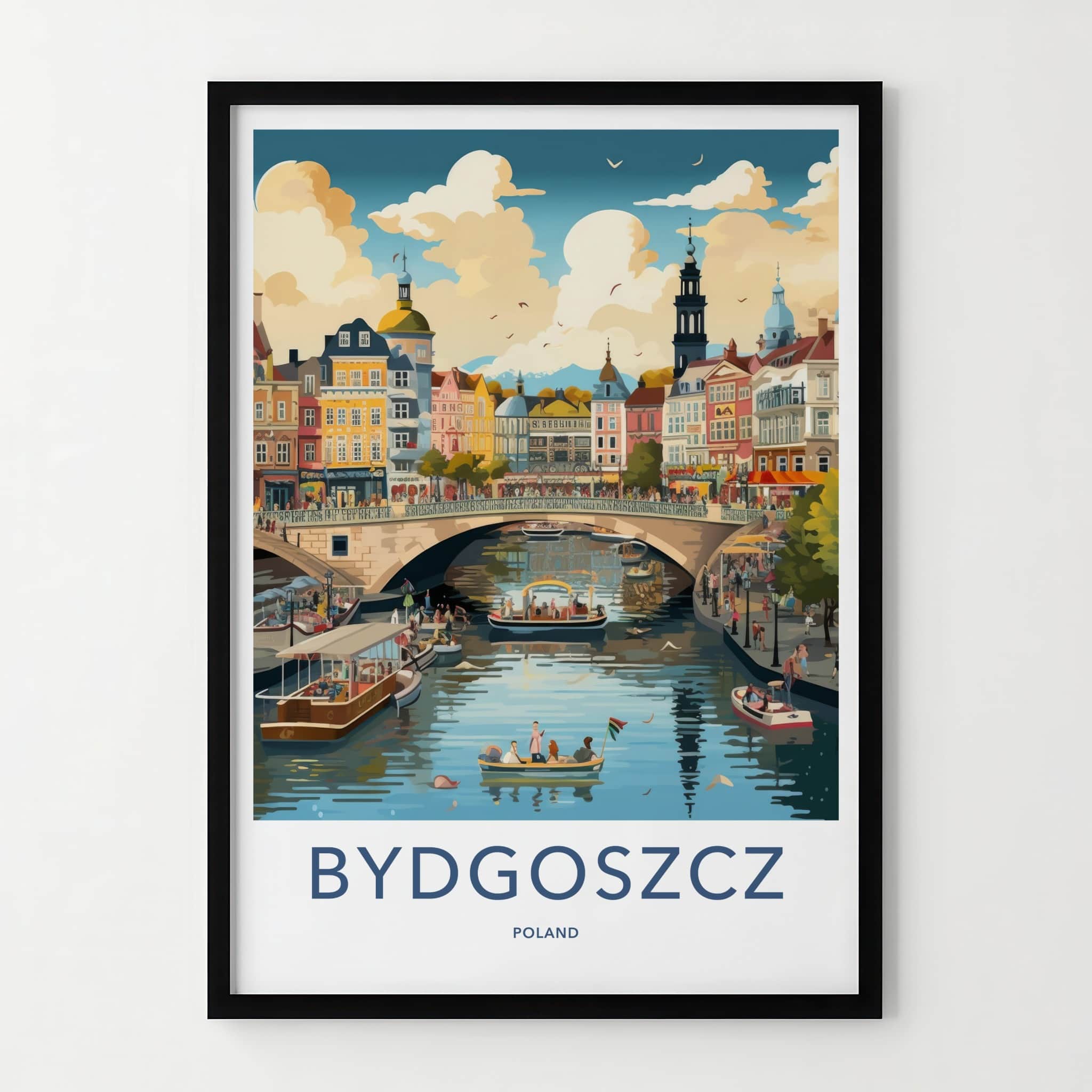 Bydgoszcz Poster - Poland Travel Art - Vibrant City Canal Home Decor