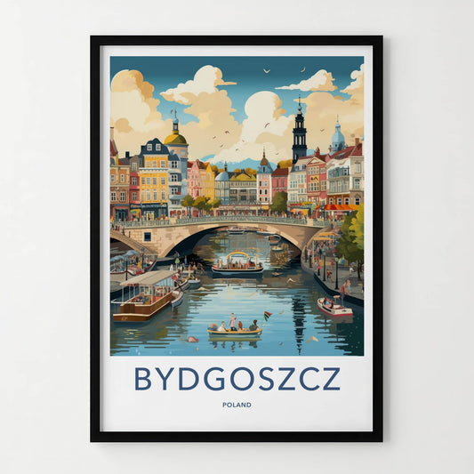 Bydgoszcz Poster - Poland Travel Art - Vibrant City Canal Home Decor