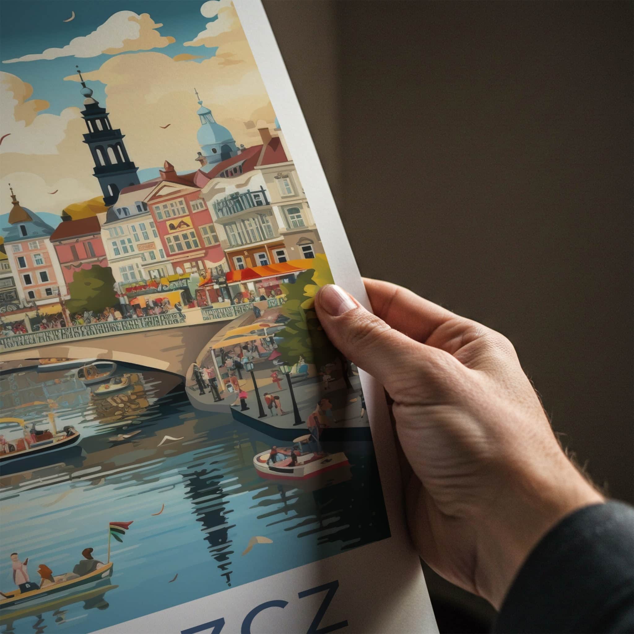 Bydgoszcz Poster - Poland Travel Art - Vibrant City Canal Home Decor
