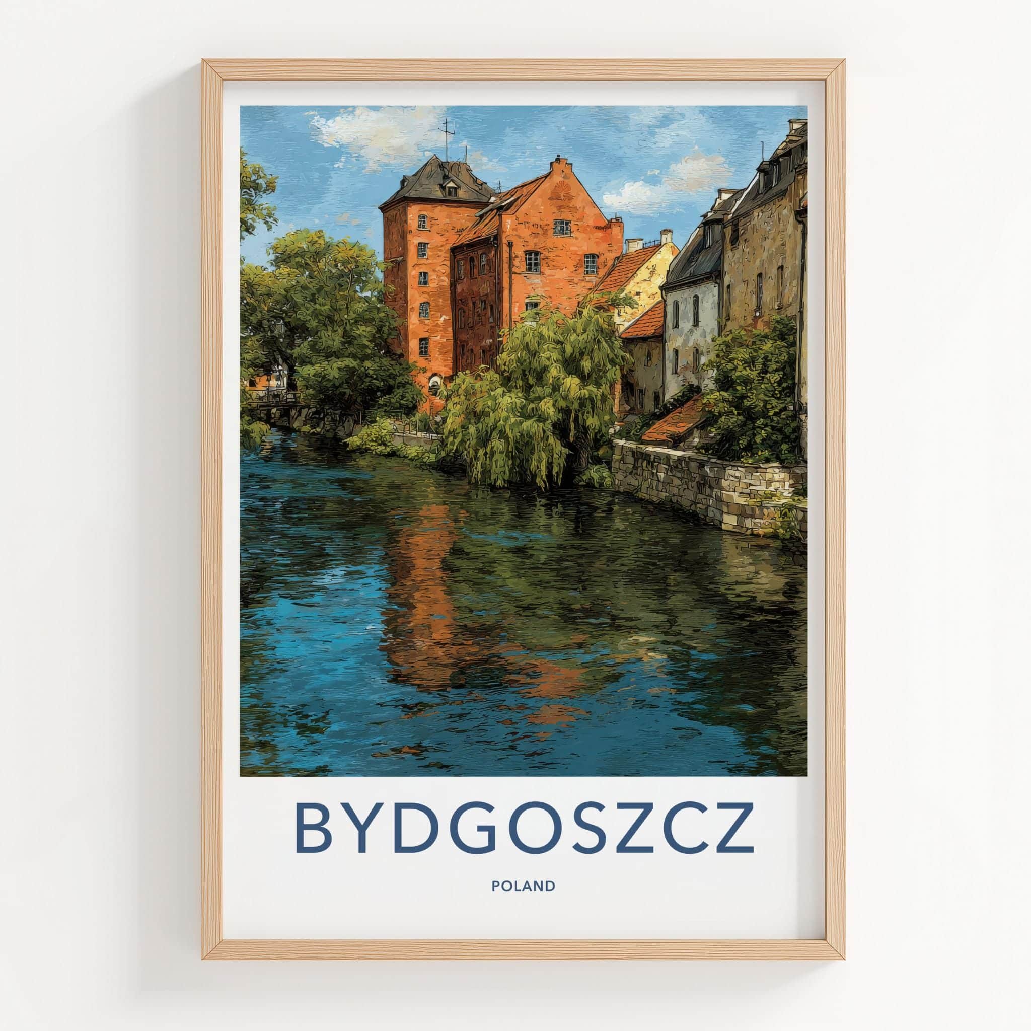 Bydgoszcz Poster - Poland Travel Art - Waterfront Historic Architecture Home Decor