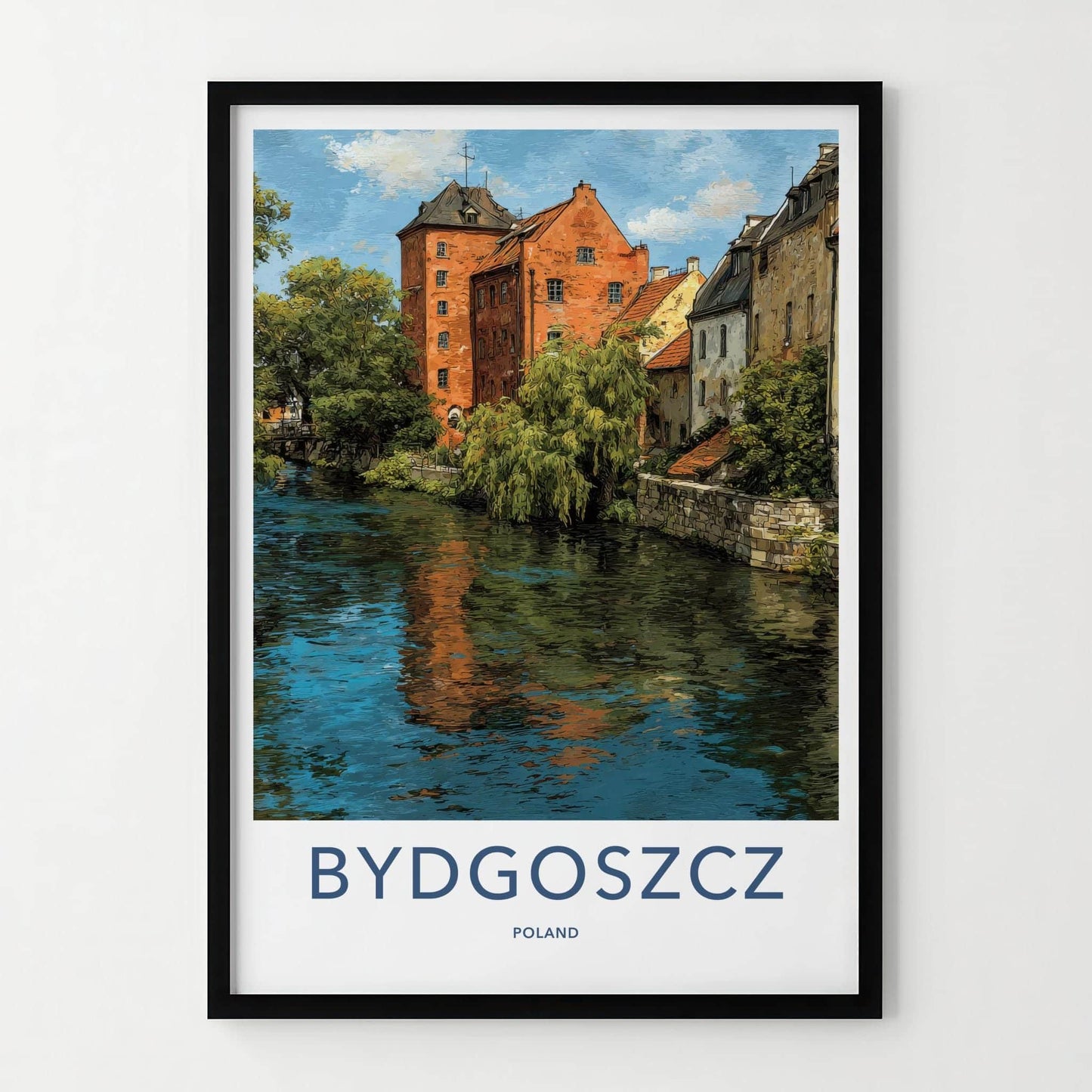 Bydgoszcz Poster - Poland Travel Art - Waterfront Historic Architecture Home Decor