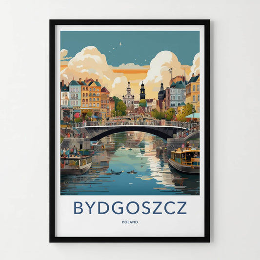 Bydgoszcz Poster - Poland Wall Art - Riverside City Scene Home Decor