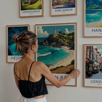 Byron Bay Poster - Australia Travel Art - Coastal Cliff Lighthouse Home Decor