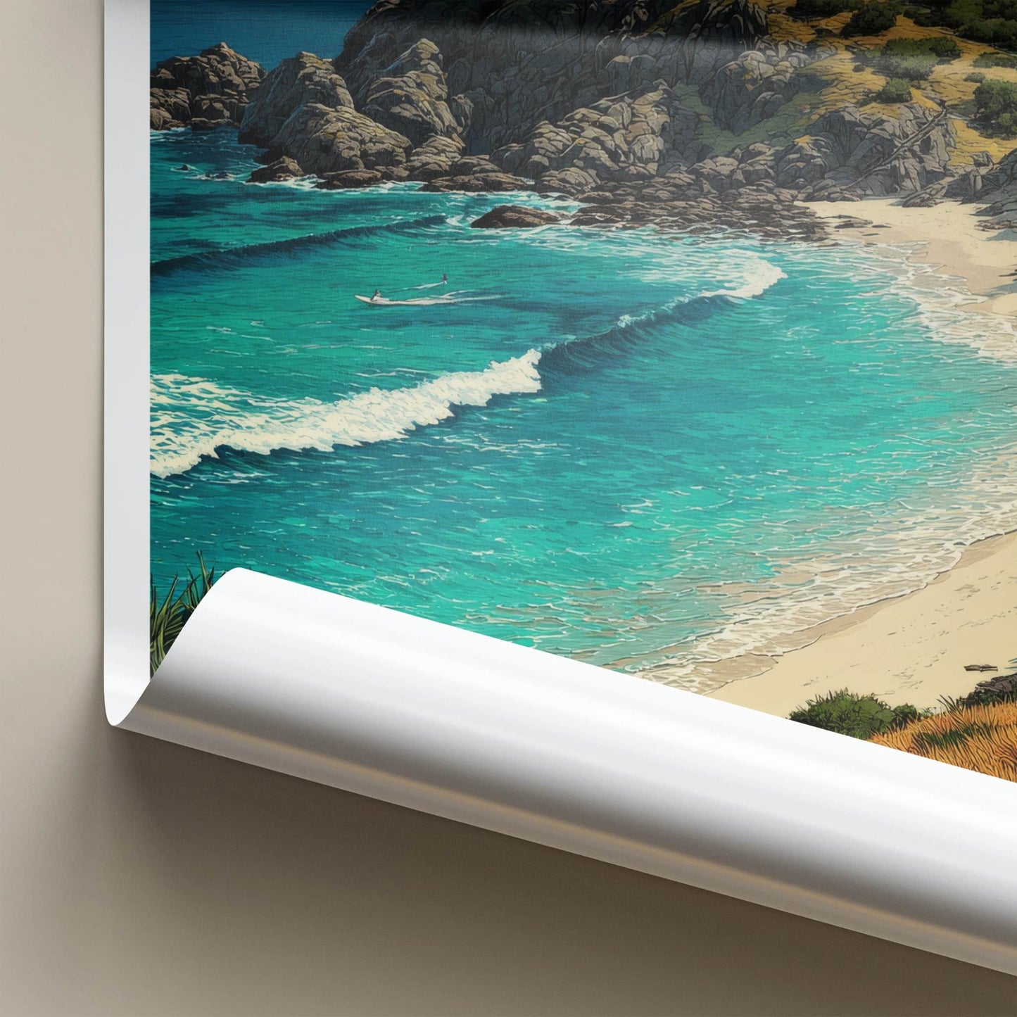 Byron Bay Poster - Australia Travel Art - Coastal Cliff Lighthouse Home Decor