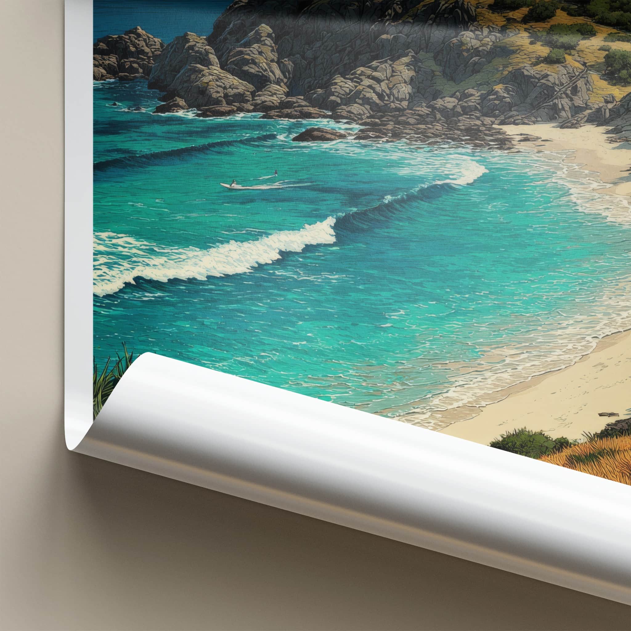 Byron Bay Poster - Australia Travel Art - Coastal Cliff Lighthouse Home Decor