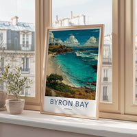 Byron Bay Poster - Australia Travel Art - Coastal Lighthouse Beach Home Decor