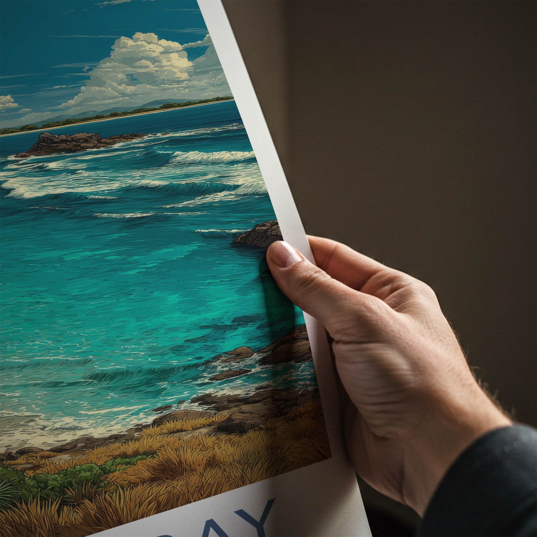 Byron Bay Poster - Australia Travel Art - Coastal Lighthouse Beach Home Decor