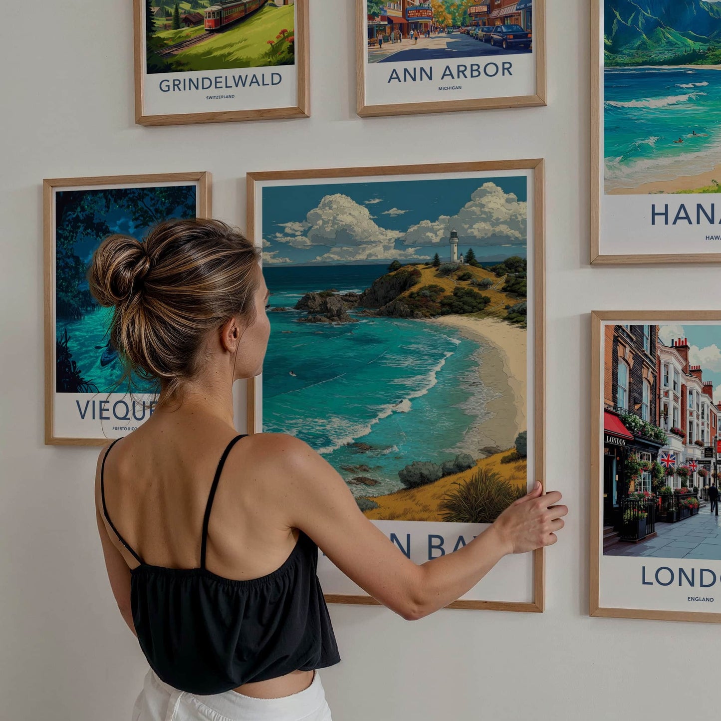Byron Bay Poster - Australia Travel Art - Lighthouse Beach View Home Decor