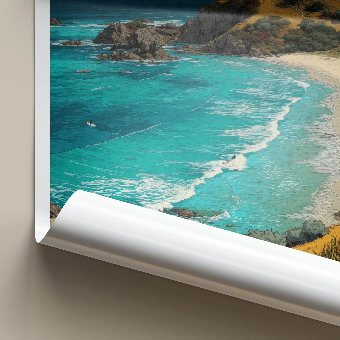 Byron Bay Poster - Australia Travel Art - Lighthouse Beach View Home Decor