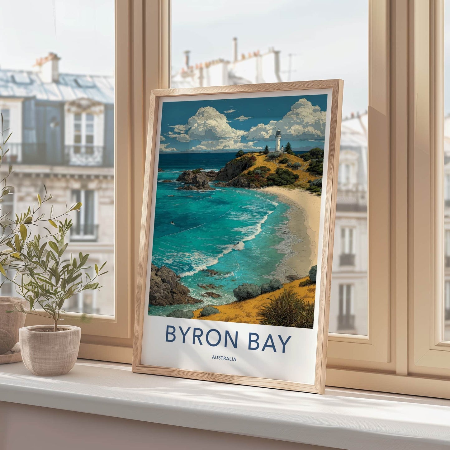 Byron Bay Poster - Australia Travel Art - Lighthouse Beach View Home Decor