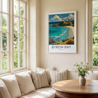 Byron Bay Poster - Australia Travel Art - Lighthouse Beach View Home Decor