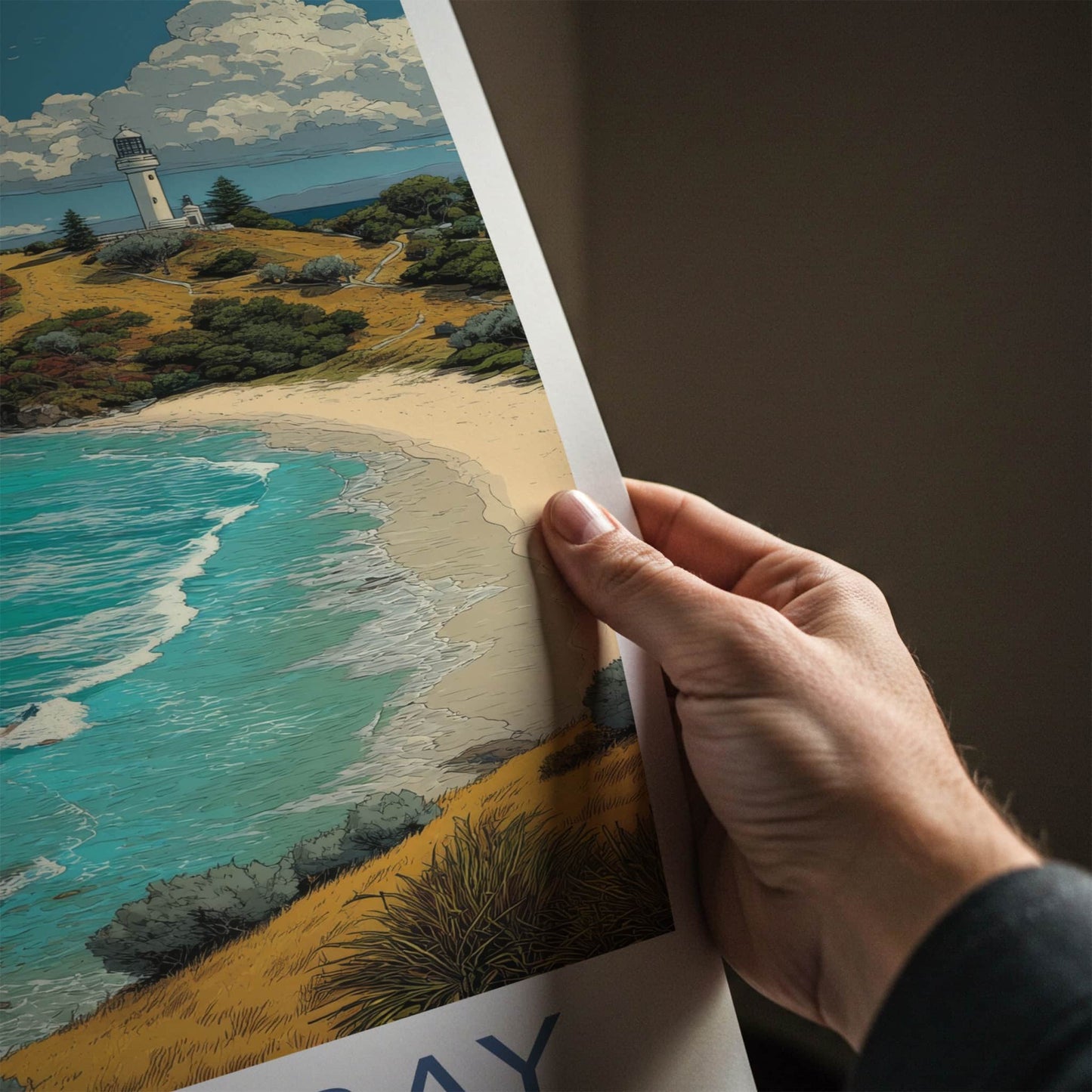 Byron Bay Poster - Australia Travel Art - Lighthouse Beach View Home Decor