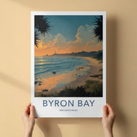 Byron Bay Poster - Australia Travel Art - Sunset Beach Lighthouses Home Decor