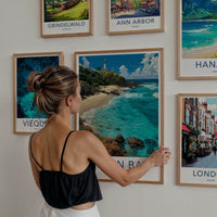 Byron Bay Poster - Australia Travel Art - White Lighthouse Seascape Home Decor