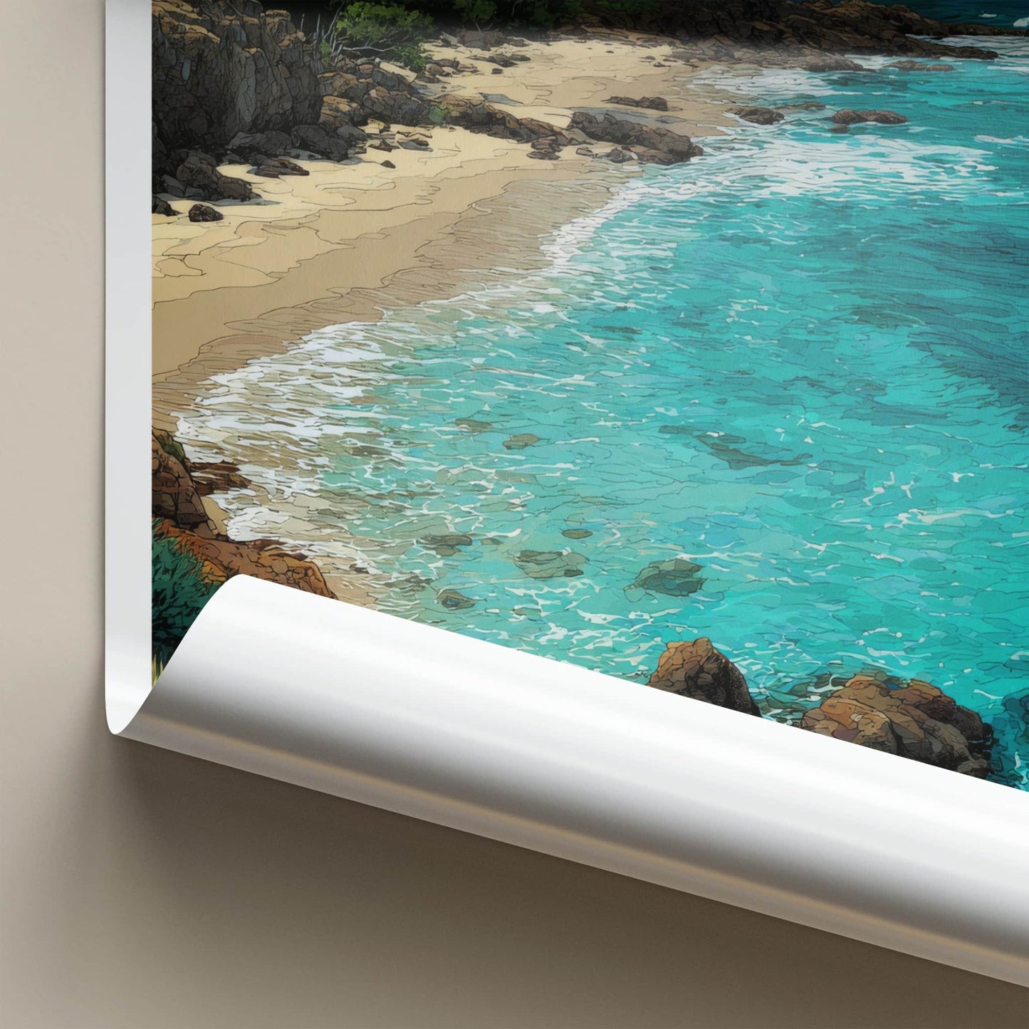 Byron Bay Poster - Australia Travel Art - White Lighthouse Seascape Home Decor