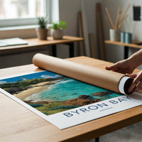 Byron Bay Poster - Australia Travel Art - White Lighthouse Seascape Home Decor