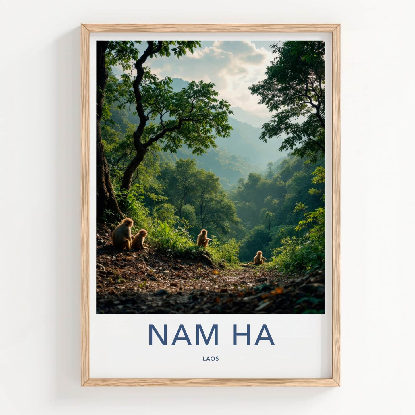 Nam Ha Poster - Laos Framed Print - Misty Jungle Monkeys Gallery Art