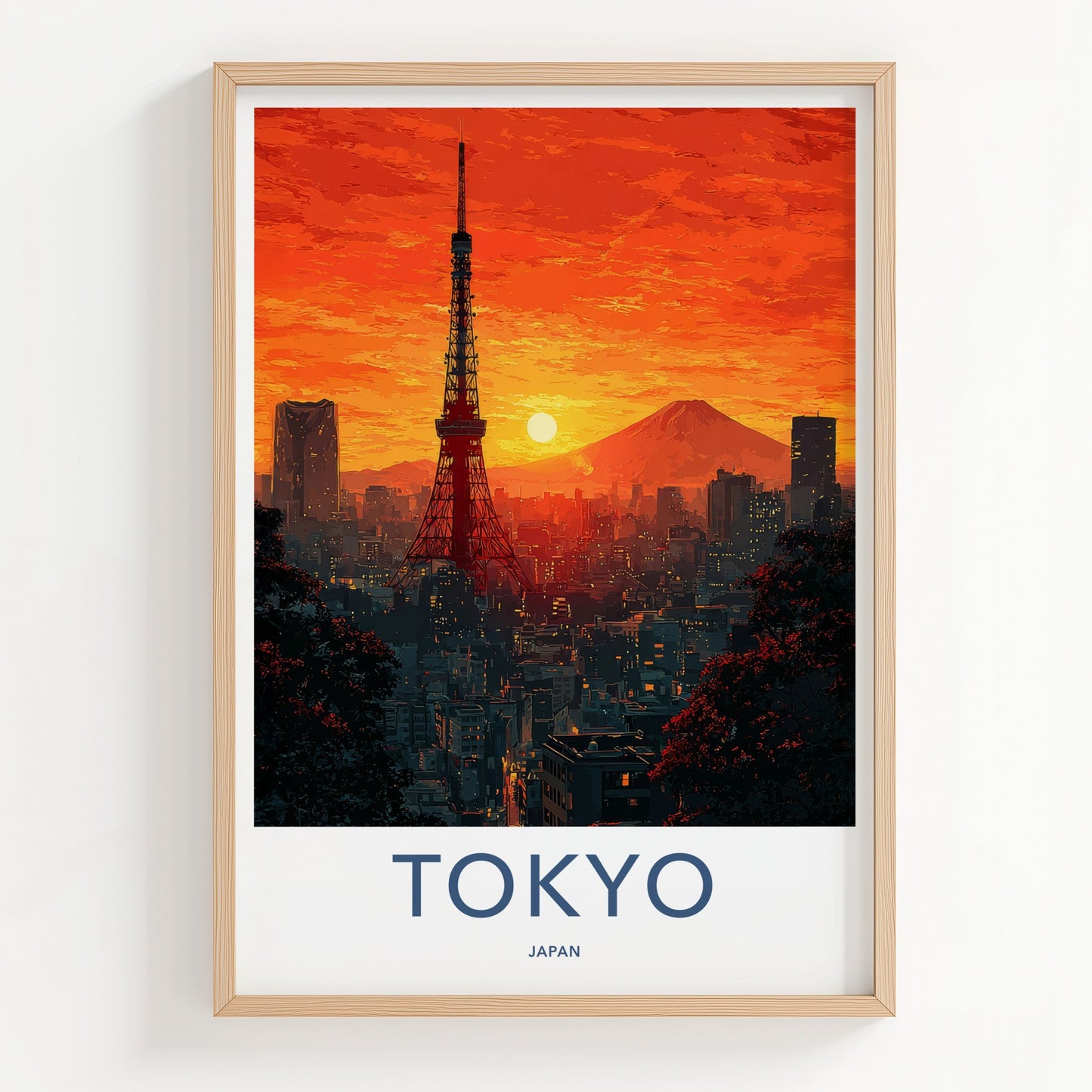 Tokyo Poster Japan Tower Cityscape Mount Fuji Travel Art
