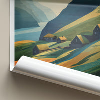 Gasadalur Poster - Faroe Islands Art Print Cliffside Village