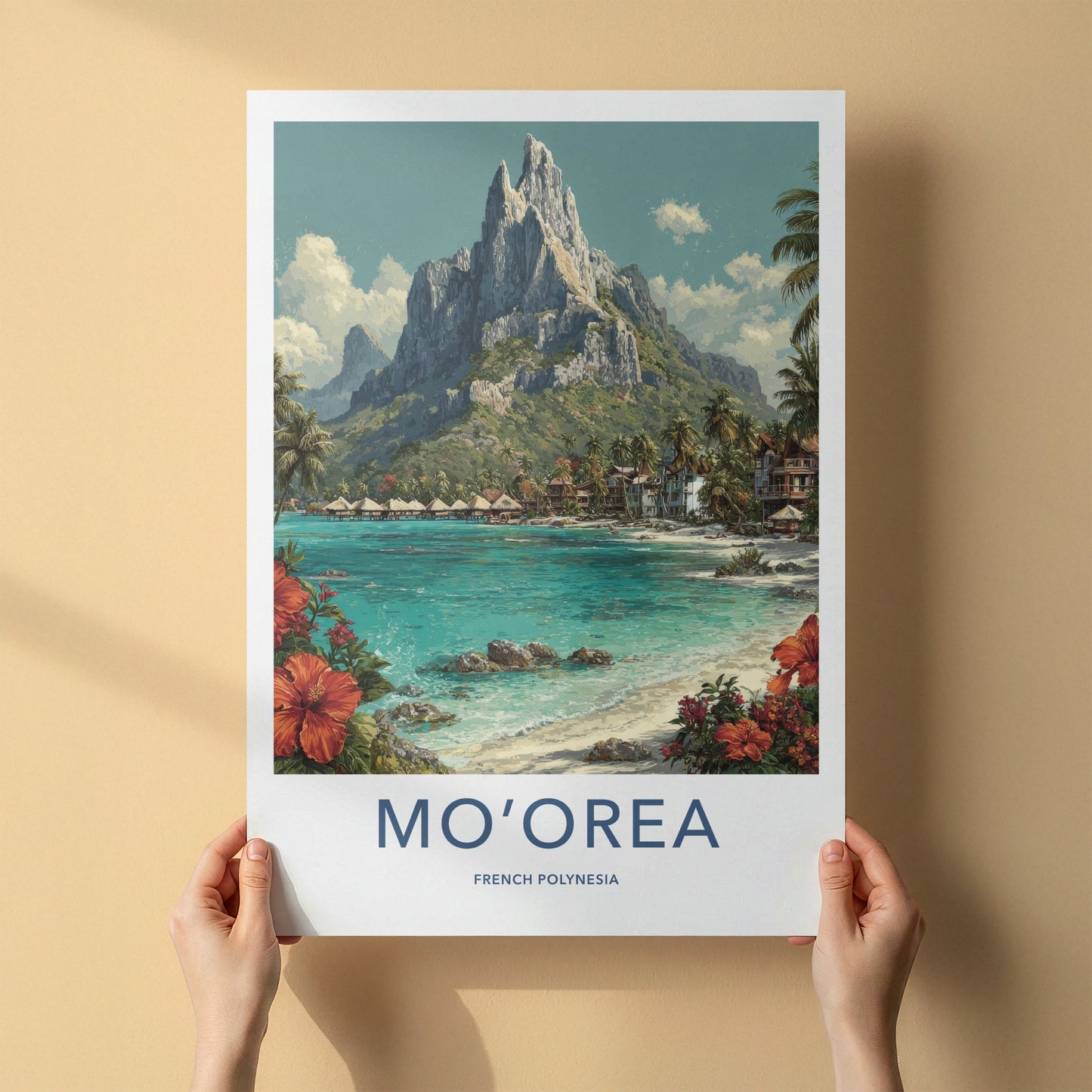 Moorea Poster - French Polynesia Overwater Bungalows