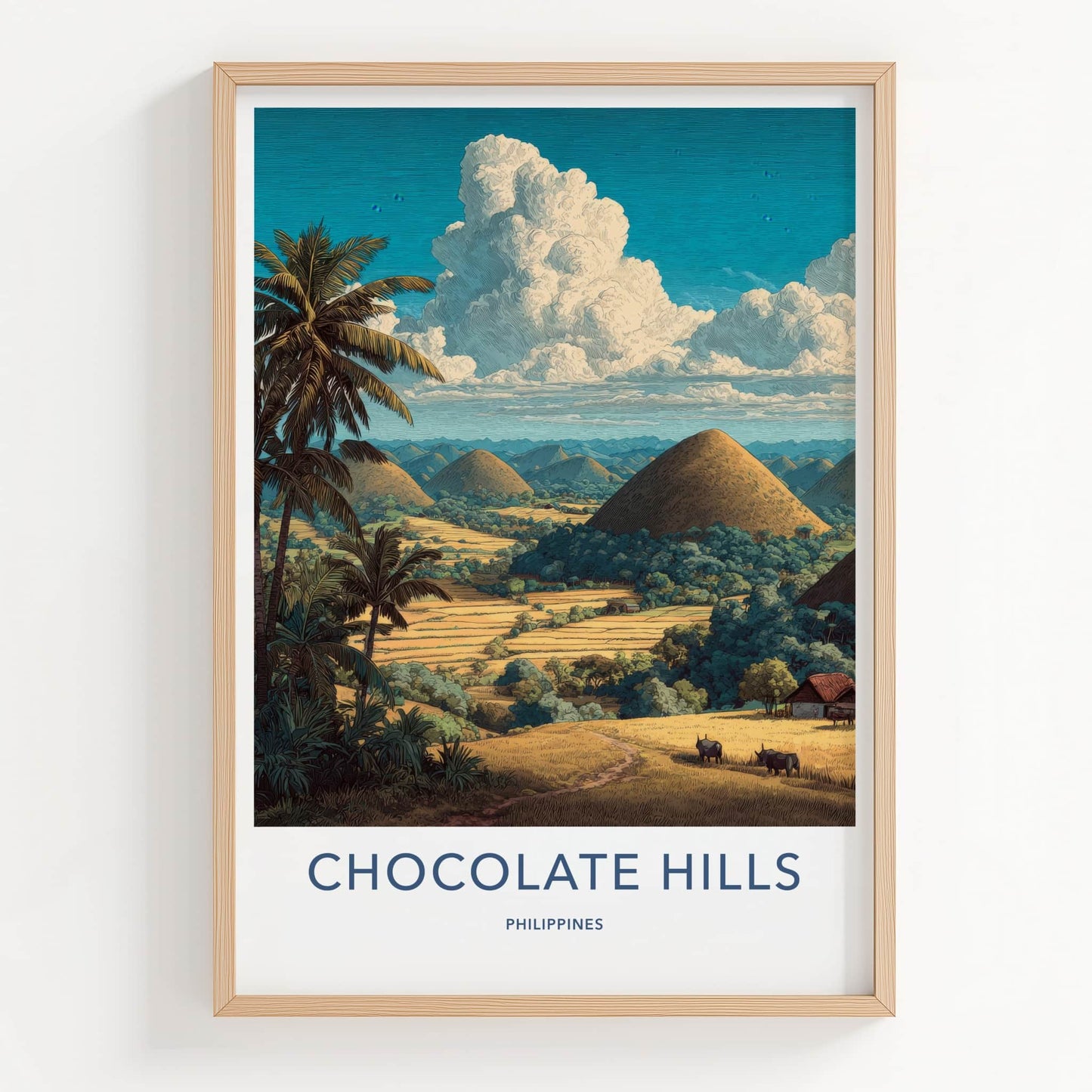 Chocolate Hills Poster Philippines Rolling Hills Palm Tree