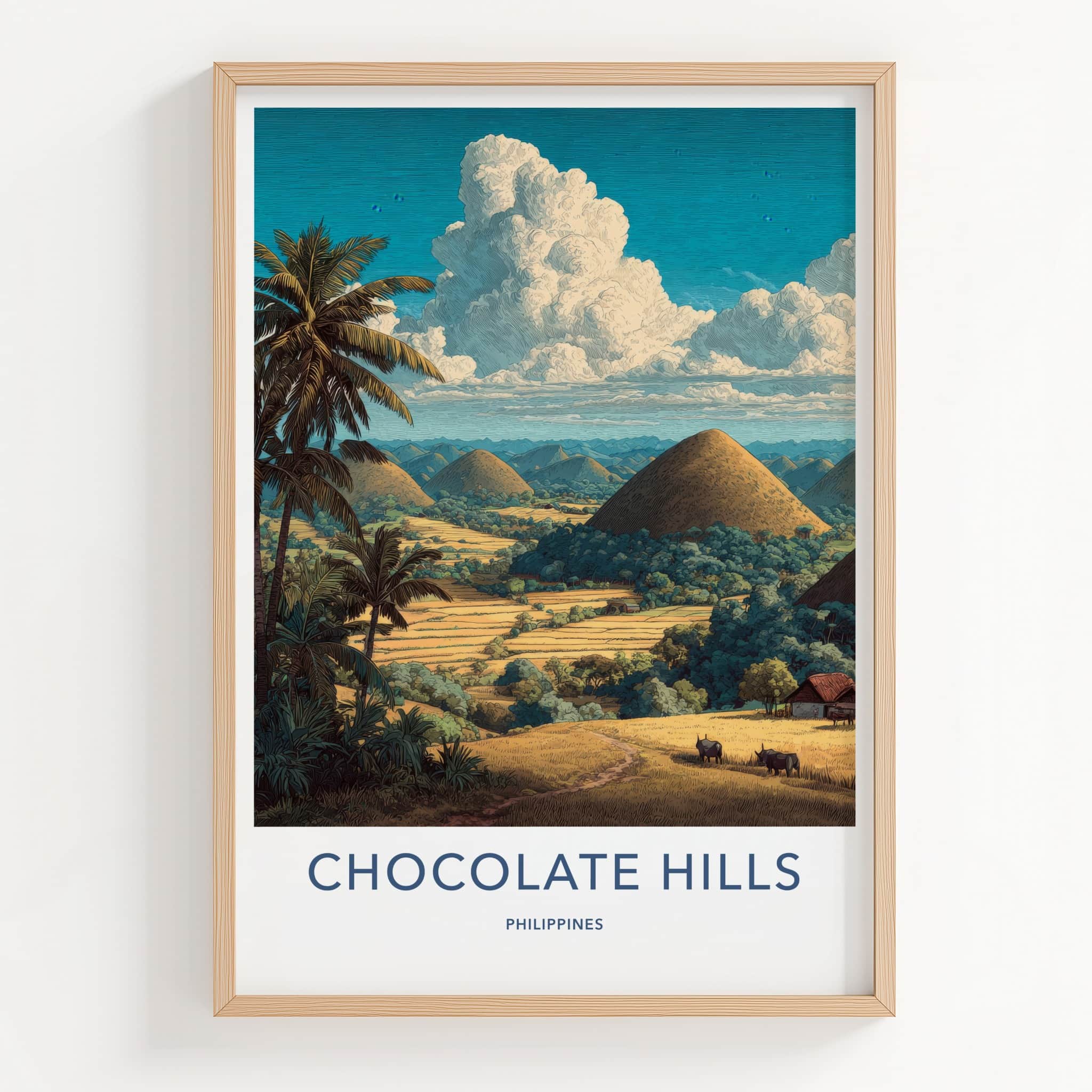 Chocolate Hills Poster Philippines Rolling Hills Palm Tree