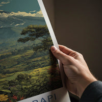 Mount Merapi Poster Indonesia Volcanic Peak Rice Terraces Art Print