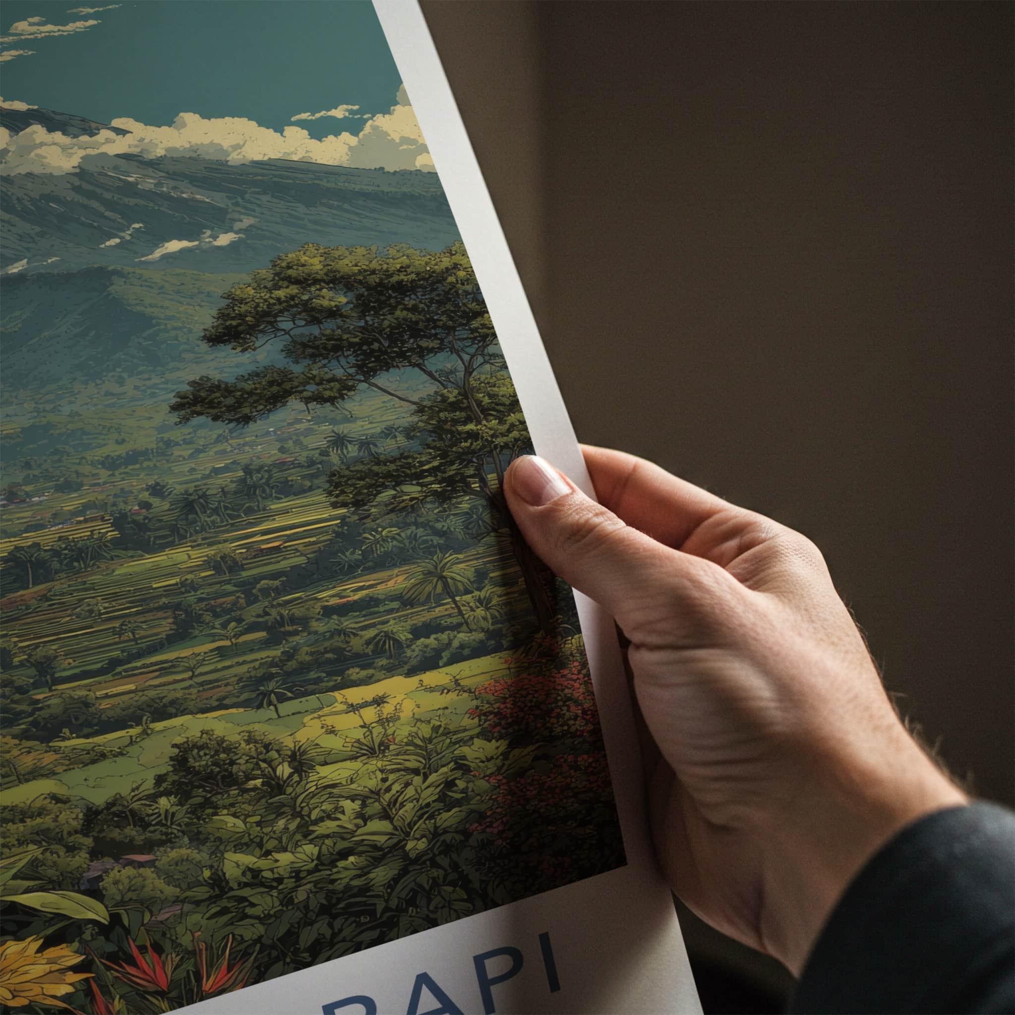 Mount Merapi Poster Indonesia Volcanic Peak Rice Terraces Art Print