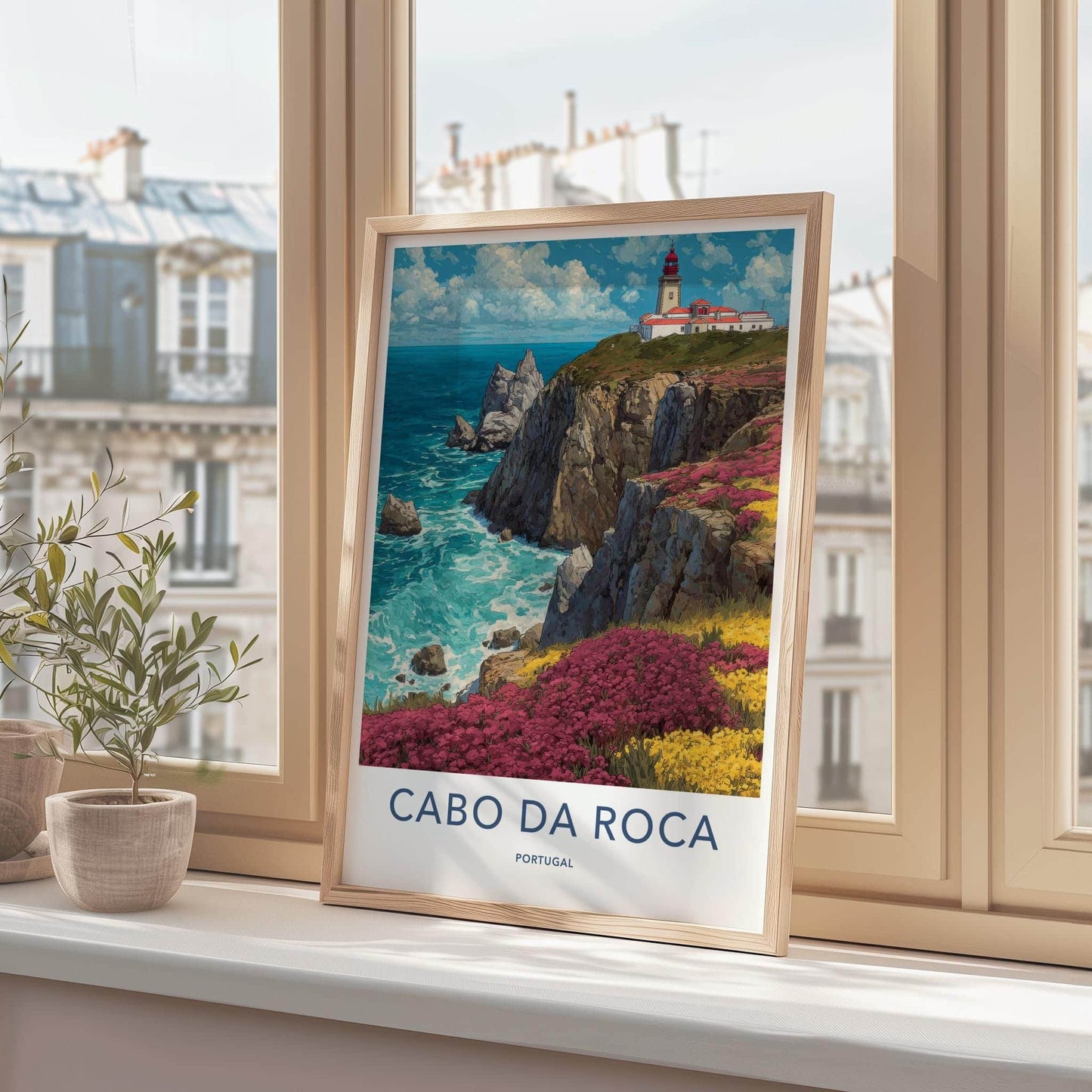 Cabo da Roca Poster - Portugal Travel Art - Lighthouse Cliffs Wall Decor