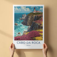 Cabo da Roca Poster - Portugal Travel Art - Lighthouse Cliffs Wall Decor