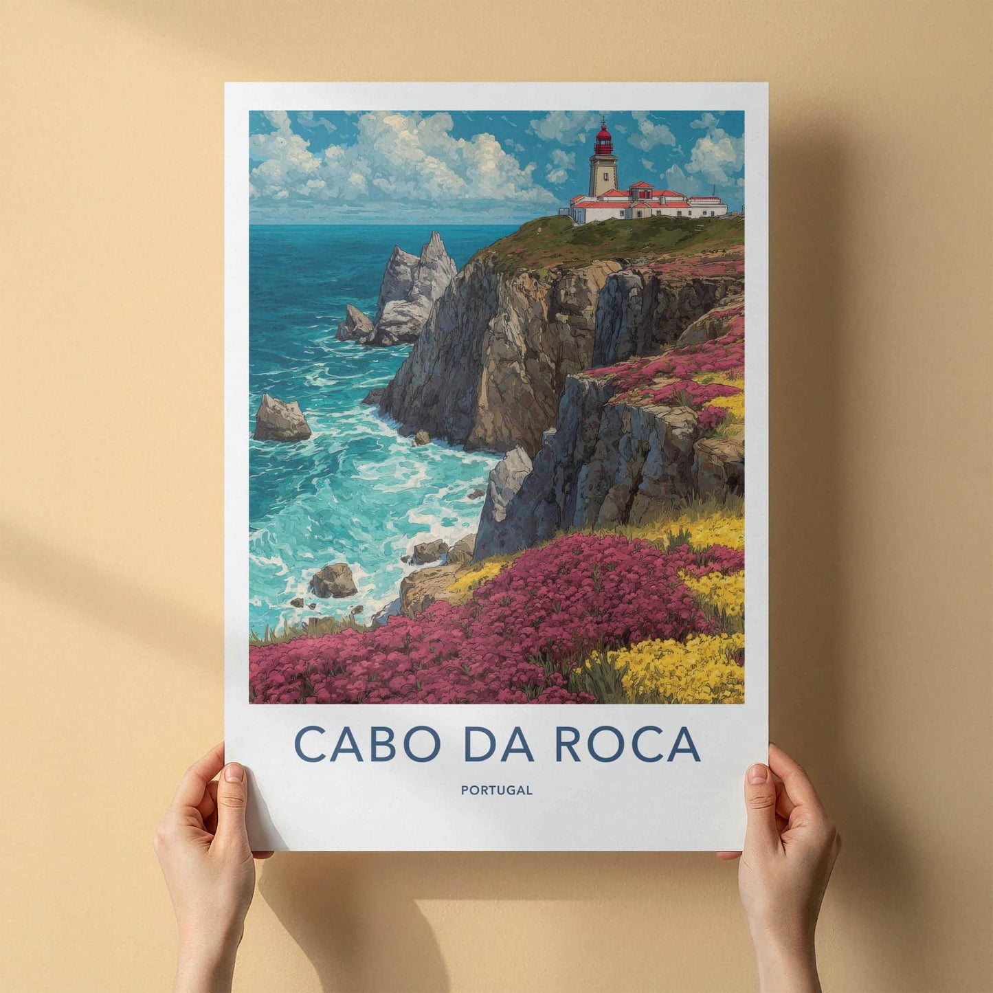 Cabo da Roca Poster - Portugal Travel Art - Lighthouse Cliffs Wall Decor