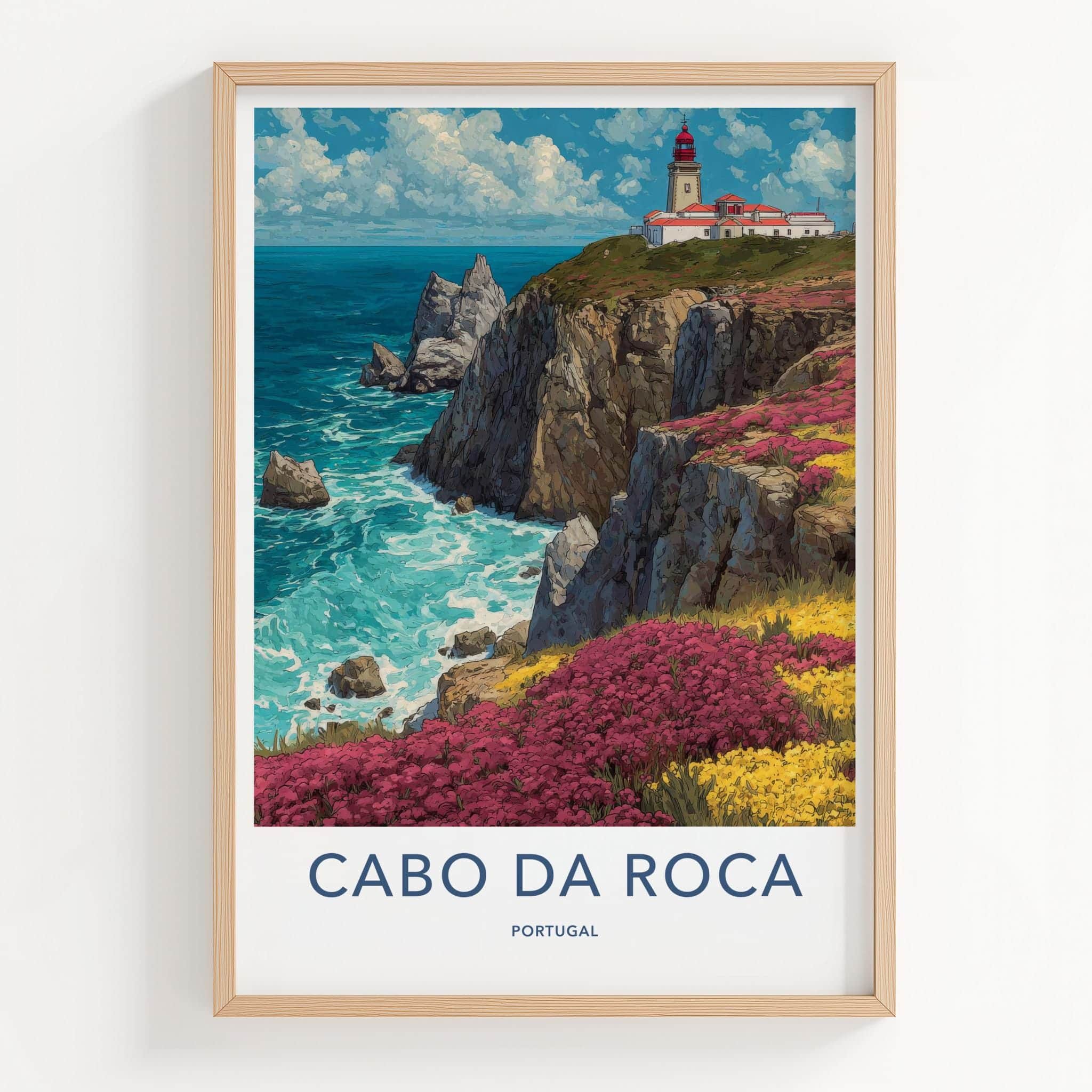 Cabo da Roca Poster - Portugal Travel Art - Lighthouse Cliffs Wall Decor